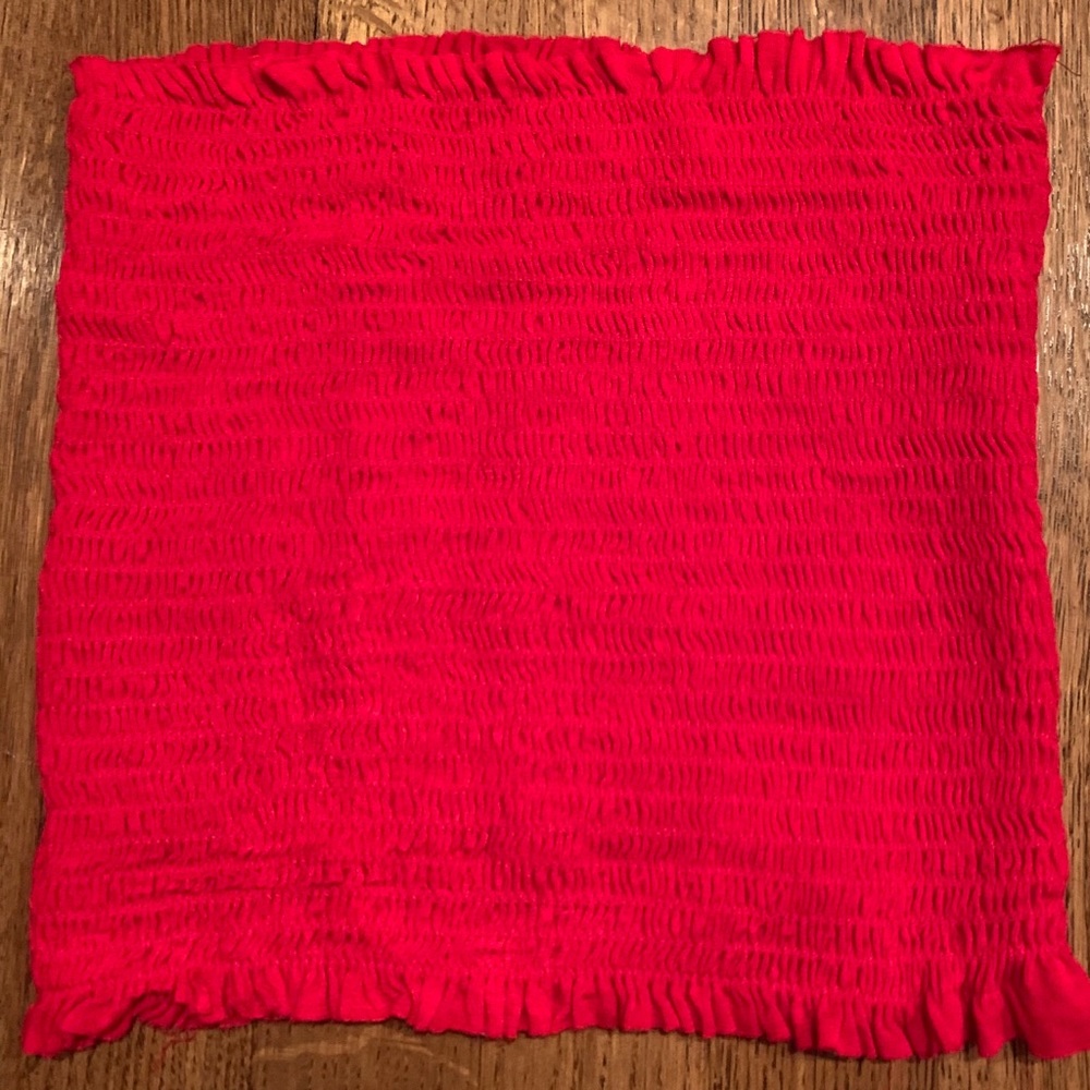 Red Ruched Tube Top- Cropped
